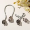 Sweet forest-style plaid double-head tulip bow DIY hair accessory and bag charm, soft and versatile. - Unknotted Style / Black and Gray