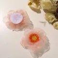 Organza beaded flower DIY hair accessory garment trim corsage material 2pcs detail shot - Orange Pink