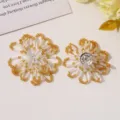 Accesorios DIY de flores de cuentas estilo francés para pendientes, broches y pinzas para el cabello. - Dorado
