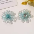 Accesorio DIY flor hueca de cuentas para pendientes, horquillas, broches, estilo francés delicado. - Azul