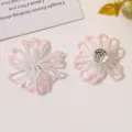 Accesorios de bricolaje de flores huecas de cuentas hechas a mano de estilo francés para pendientes. - Rosa