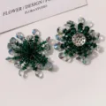 Flor de cuentas de cristal con lentejuelas verdes broche DIY clips para zapatos hechos mano detalle - Verde oscuro
