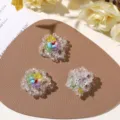 Close-up of transparent colored crystal beaded flower DIY accessories, exquisite details. - No. 18 (A73-2-1) / 1 Piece