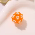DIY colgante de bola de flor de vidrio con cuentas, cuenta de cristal margarita 3D para pendientes - Naranja