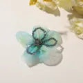 Gradient organza flower hair tie DIY crystal bead hair accessory for hanfu styling. - Green