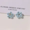 Accesorios DIY de flores de perlas azules para uñas y pendientes con estrás vintage. - Azul