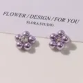 Accesorios de joyería DIY de flores de perlas moradas, diseño floral encantador con cristal. - Púrpura