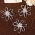 Transparent beaded flower DIY jewelry accessory, white hollow floral charms for earrings and crafts. - Clear