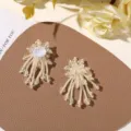 Beaded fringe flower DIY accessory close-up, sweet girl candy color earring component. - Flower Tassel / 1 Piece/Pack / Yellow