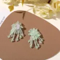 Pendientes de borla de cuentas verdes estilo caramelo dulce accesorios DIY moda - Borla de Flor / Paquete de 1 Pieza / Verde