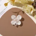 Pearl crystal flower patch DIY accessory detail shot for earrings hair pins and clothing decoration. - Small Four-Petal Style (Transparent Core)