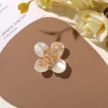 Pearl crystal flower patch DIY accessories for handmade earrings hair clips apparel decoration - Small Four-Petal Style (Champagne Core)