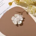 New Chinese pearly crystal flower patch DIY hair accessory earring clothing decoration part - Irregular Five-Petal Style (Transparent Core)