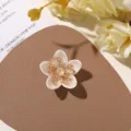 Pearlescent crystal flower patch DIY gentle style stud earrings hair accessories - Five-Petal Style (Champagne Core)