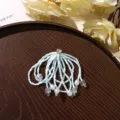 Exquisite light blue beaded crystal tassel hair accessory detailed view, elegant DIY clothing decor. - 1 Piece/Pack / Blue