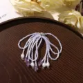Handmade beaded tassel hair accessory with crystal rhinestones, elegant DIY fashion jewelry piece. - 1 Piece/Pack / Purple