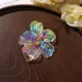 Closeup of iridescent acrylic flower DIY accessory with zircon pistil, exquisite detail. - Size 5 / 1 Piece