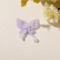 Purple mesh butterfly patch DIY accessory with bead tassels, sweet fairy style craft supply. - Purple