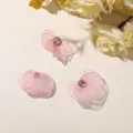 Pink mesh flower DIY accessories appliques for earrings hair clips clothing crafts decoration - One Piece / Pink