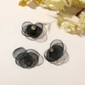 Exquisite black mesh flower detail shot, perfect for DIY earrings, hair accessories and clothing. - One Piece / Black