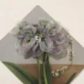 Verloop organza bloem broche patch met strass stenen voor handwerk tassen hoeden kleding. - Verloop Paars Groene Bloem / Paars Groen