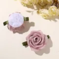 Pink mesh rose fabric flower detail, perfect for DIY hair clips, hats, and clothing corsages. - 1 Piece/Pack / Pink Purple