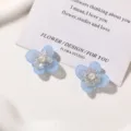 Sweet crystal flower resin diy stud earrings shoe charms accessories detail view - 1 Piece/Pack / Blue