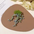 Handmade beaded flower DIY accessory, green and blue bead floral charm for brooch or earring. - No.6 Green Blue Woven Style (A23-2-1-2) / 1 Piece / Sea Salt Blue