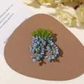 Handmade beaded flower brooch detail, exquisite blue and green floral craft accessory. - No.7 Blue Green Hand Woven (A23-2-1-2) / 1 Piece / Sea Salt Blue