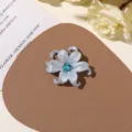 Close-up detail of the blue and white resin flower brooch or earring DIY accessory nicely. - No.12 Flower Style (A73-3-1-7) / 1 Piece / Sea Salt Blue