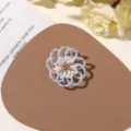 Handmade blue beaded flower detail shot, perfect for DIY jewelry earrings and brooches. - No.17 Blue White 3D Style (A01-2-1) / 1 Piece / Sea Salt Blue