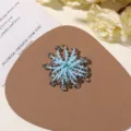Detailed view of handmade blue beaded flower DIY accessory, perfect for custom jewelry crafting. - No.20 Iridescent 3D Flower (A97-3-44-45) / 1 Piece / Sea Salt Blue