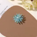 Handmade blue beaded flower detail shot, perfect for DIY jewelry making, earrings, and brooches. - No.25 Light Blue Beaded Flower (A46-4-13-19) / 1 Piece / Sea Salt Blue