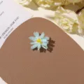 Close-up detail view of handmade sea salt blue beaded flower accessory, fresh summer style. - No.47 Sea Salt Blue Flower Style (A89-2-12-13) / 1 Piece / Sea Salt Blue