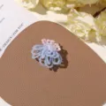 Handmade beaded flower detail shot, pink and blue crystal beads accessory for DIY crafts. - No.50 Pink Blue 3D Style (A03-5-8-10) / 1 Piece / Sea Salt Blue