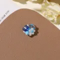 Handmade beaded flower DIY accessory blue white floral charm for earrings brooch craft - No.52 Blue White 3D Style (A82-2-35) / 1 Piece / Sea Salt Blue