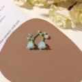 Handmade beaded flower jewelry accessories, blue bell flower design for diy crafts. - No.33 Stem Flower Style (A96-2-30-38) / 1 Piece / Sea Salt Blue