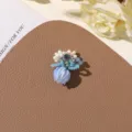 Beautiful Handmade Sea Salt Blue Beaded Flower Brooch Hairpin DIY Accessory Part - No.35 Crystal Cluster Style (A74-3-17-19) / 1 Piece / Sea Salt Blue