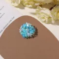 Blue sequin beaded flower DIY accessory, perfect for handmade earrings, brooches, or hair clips. - No.37 Multi-layer Sequin Style (A73-2-25-28) / 1 Piece / Sea Salt Blue