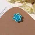 Summer blue handmade beaded flower DIY accessory, perfect for resort style earrings and brooches. - No.39 Flower Style (A86-3-11-12) / 1 Piece / Sea Salt Blue