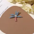 Handmade beaded palm tree brooch blue pink color island vacation style diy accessories SKU - No.53 Resort Palm Tree (A73-2-12-14) / 1 Piece / Sea Salt Blue
