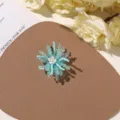Blue beaded flower brooch and hairpin variant, handmade summer style diy accessory. - No.55 Silver Center Style (A74-2-15-19) / 1 Piece / Sea Salt Blue