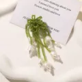 Green beaded flower DIY shoe charm hairpin accessory, fresh summer style detail view. - Style 2 / 1 Piece