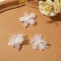 Pearlescent organza 5-petal flower DIY accessory for sweet hair clips and apparel details. - Beige