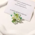 Green beaded flower detail shot, handmade DIY charm accessory for earrings and hair accessories. - Style 11 / 1 Piece
