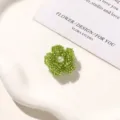 Green beaded flower DIY accessory with pearl center for shoes, hair clips, and earrings. - Style 20 / 1 Piece