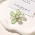 Green beaded flower DIY accessory, perfect for hairpins, earrings and shoe charms. - Style 25 / 1 Piece