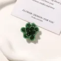 Green beaded flower detail view, ideal for creative DIY earrings, hairpins and shoe charms. - Style 27 / 1 Piece