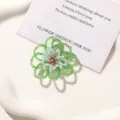Handcrafted green beaded flower DIY charm accessory for earrings, hair clips and shoes. - Style 29 / 1 Piece