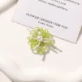 Green beaded flower DIY accessory detail shot, handmade pearl center for shoes earrings craft. - Style 31 / 1 Piece